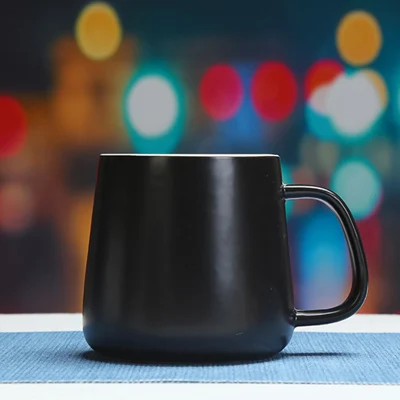 ERMAKOVA 2 Colors Ceramic Tea Cup Coffee Mug with Handle Espresso Cappuccino Latte Milk Office Mug Drinkware - Цвет: Черный