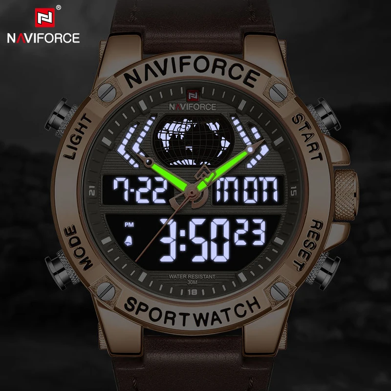 Часы наручные NAVIFORCE Мужские кварцевые брендовые модные роскошные спортивные