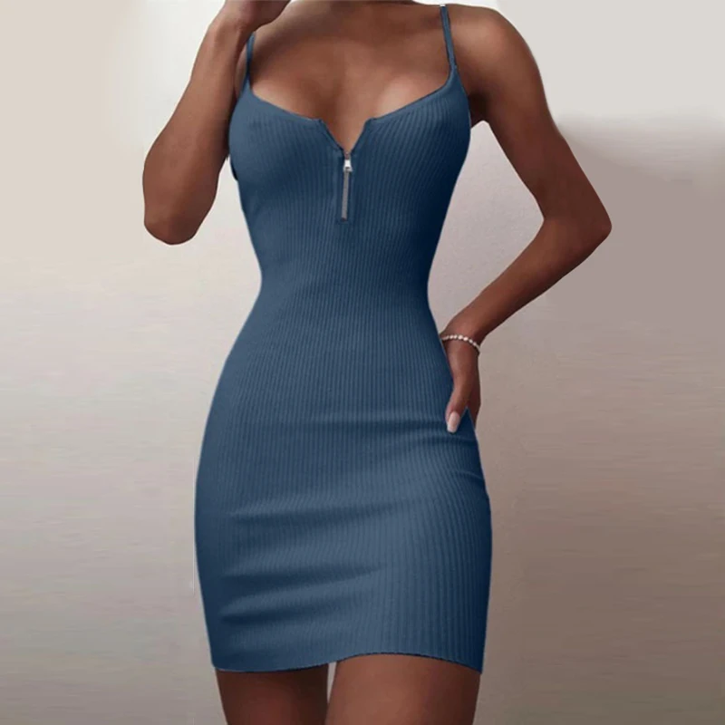 

Womens Sleeveless Strappy Tank Dress Slim Rib Knit Mini Dress Casual Solid Bodycon Dress Sexy Tank Dress Streetwear