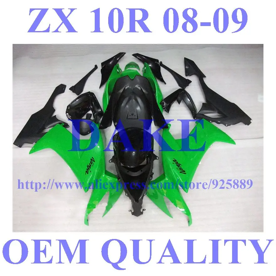

Green Black Fairing Parts FOR KAWASAKI NINJA ZX10R Fairing ZX 10R 08 09 ZX-10R Fairing 10 R ZX 10R 2008 2009 Fairings +