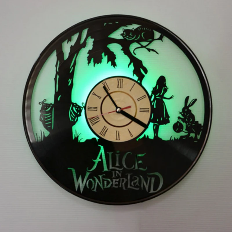 3D Мультяшные виниловые часы с изображением Алисы в стране чудес светодиодный
