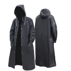 Длинный дождевик для взрослых, Модный водонепроницаемый плащ с капюшоном для женщин и мужчин, для активного отдыха, путешествий, рыбалки, скалолазания, JU33004, черный цвет