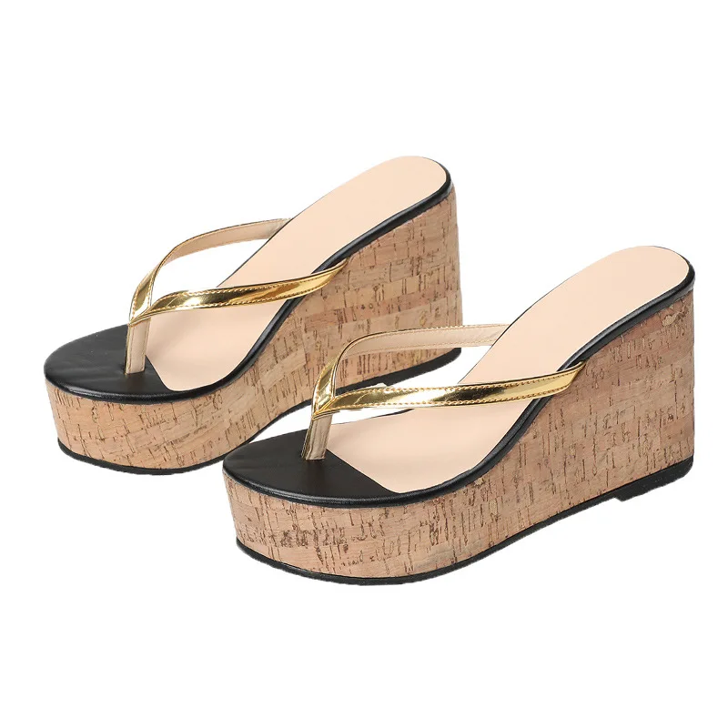 

Rubber Flip Flops Female Shoes Ladies' Slippers On A Wedge Big Size Women Heels Hawaiian 2021 High Riband Slides TPR Fabric Scan