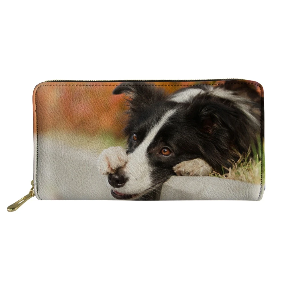 WHEREISART 3D Border Collie женский клатч с животным принтом Длинный кошелек индивидуальный