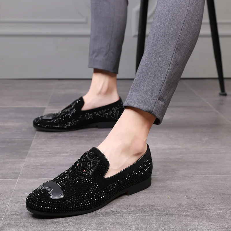 Черные блестящие мужские лоферы элегантные свадебные туфли для вечеринки