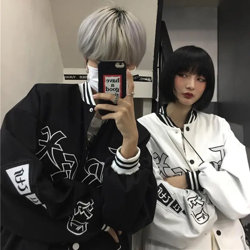 

Spring 2021 New Korean Insts-Style BF Retro Baseball Clothes Lovers Versatile Loose Coats Women Bomber Jacket Plus Size
