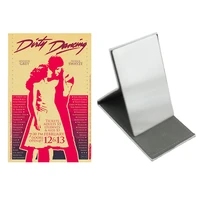 jweijiao vintage dirty dancing art gift stainless steel mirror pu leather ultra thin folding make up mirror dd63