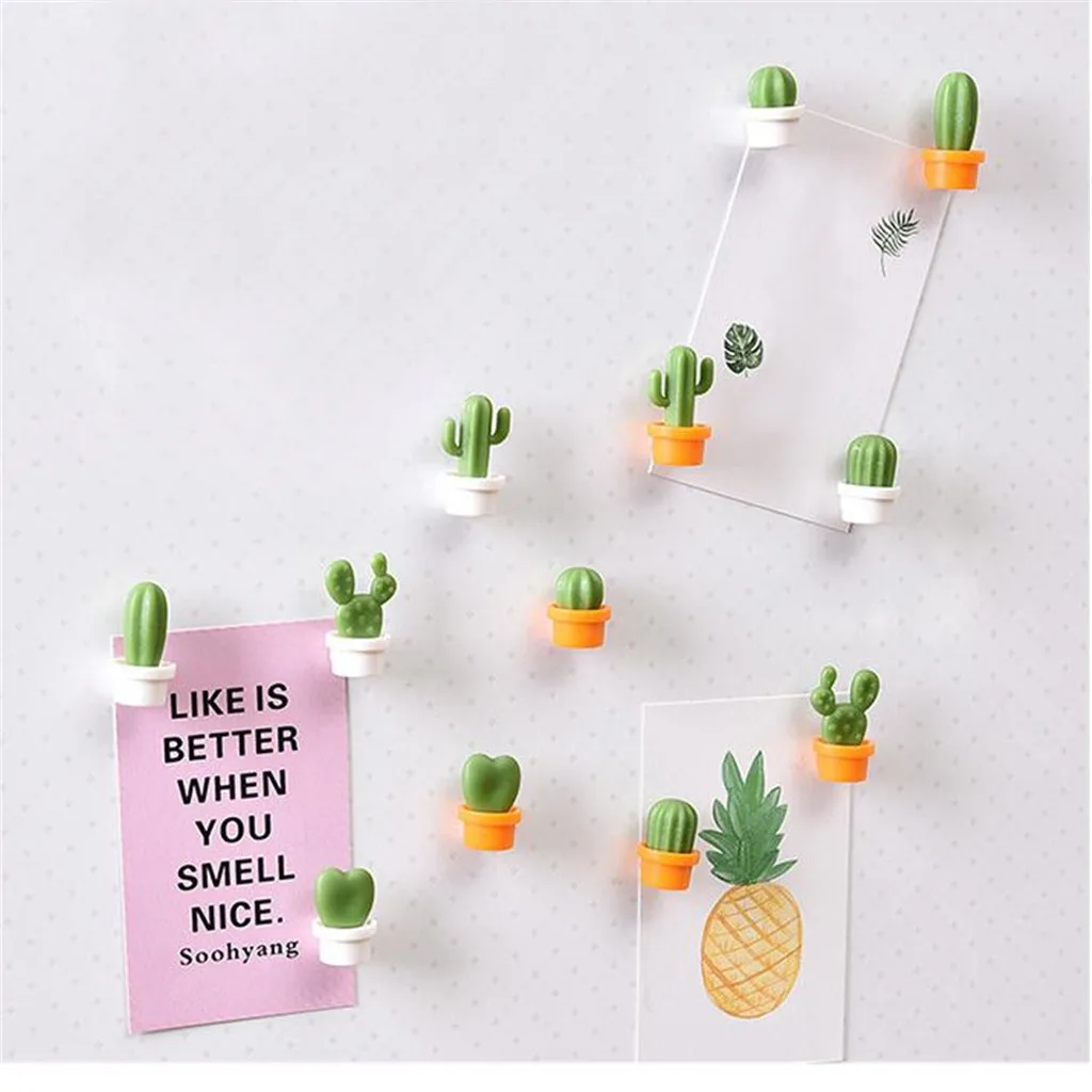 

Fridge Magnet Cactus Refrigerator Stickers Green Plant Magnetic Buckle Magnetic Stickers 6 Pc Home Decoration Magnesy Na Lodowke