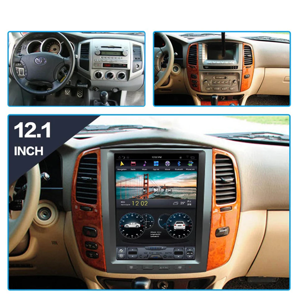 Вертикальный экран KiriNavi в стиле Tesla Android 13 автомобильное радио для Toyota Land Cruiser LC100