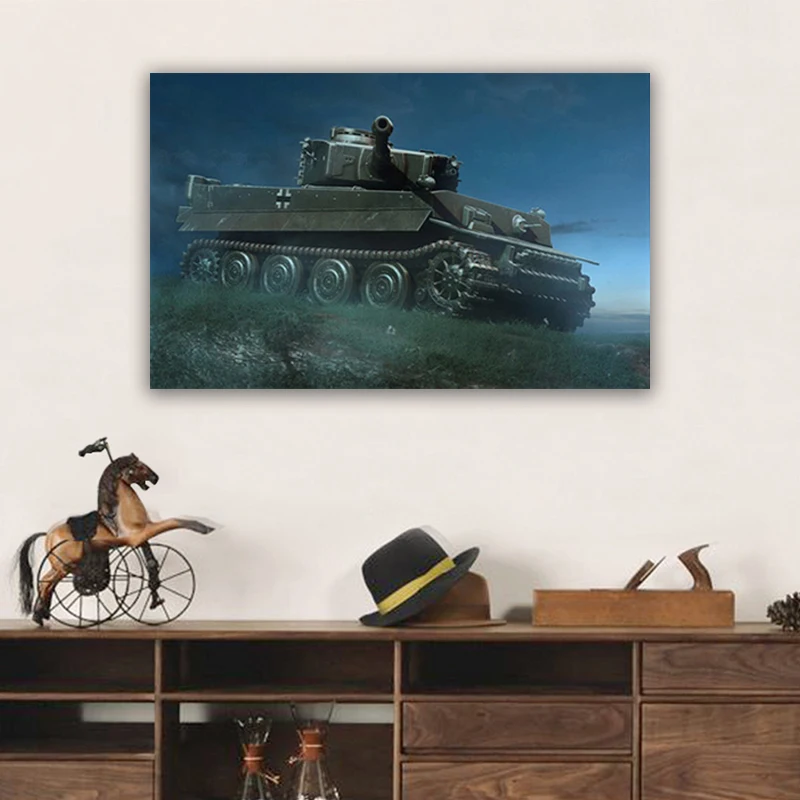 

Art World War II WW2 Tiger German heavy tank night attach posters on the wall picture home living room decoration bedroom