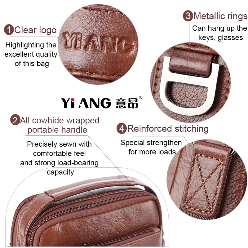 Сумка-мессенджер yiang мужская из натуральной кожи маленький саквояж на плечо