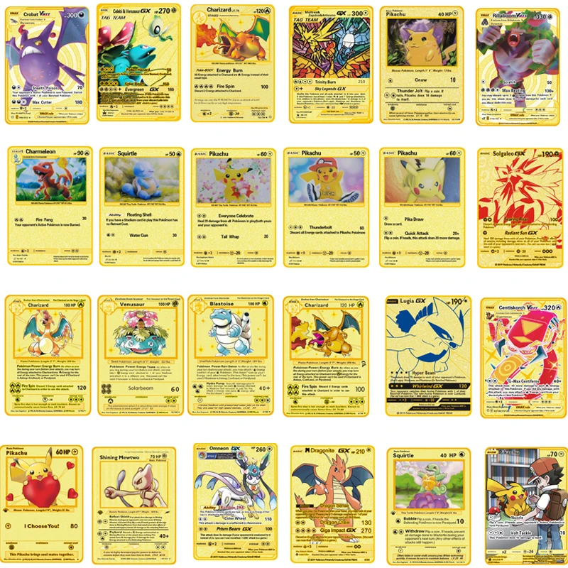 

Pokemon Metal Card Collect Children's Toy Gifts Animation Metal Cards Pokemon Cartoons Image Metal Cards