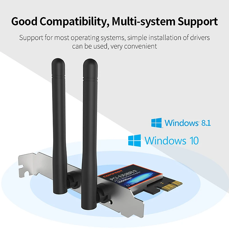 

HOT- 300Mbps 2.4GHz PCIE WiFi Wireless Networking Adapter LAN Card Desktop Built - In Network Card