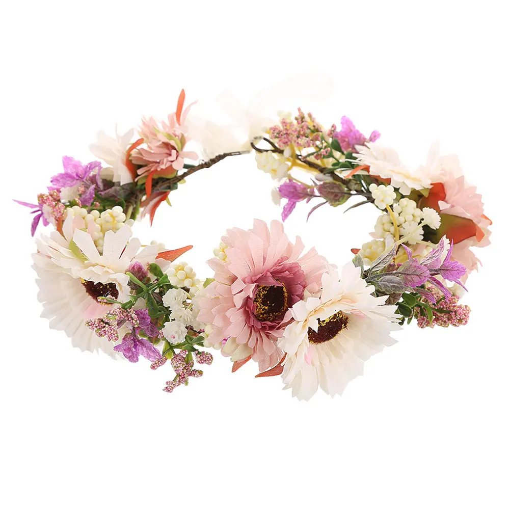 

Flower Crown Daisy Flower Wedding Bohemian Wreath Hairband Party Floral Girl Hair Accessories Flower Headband Garland Headpiece