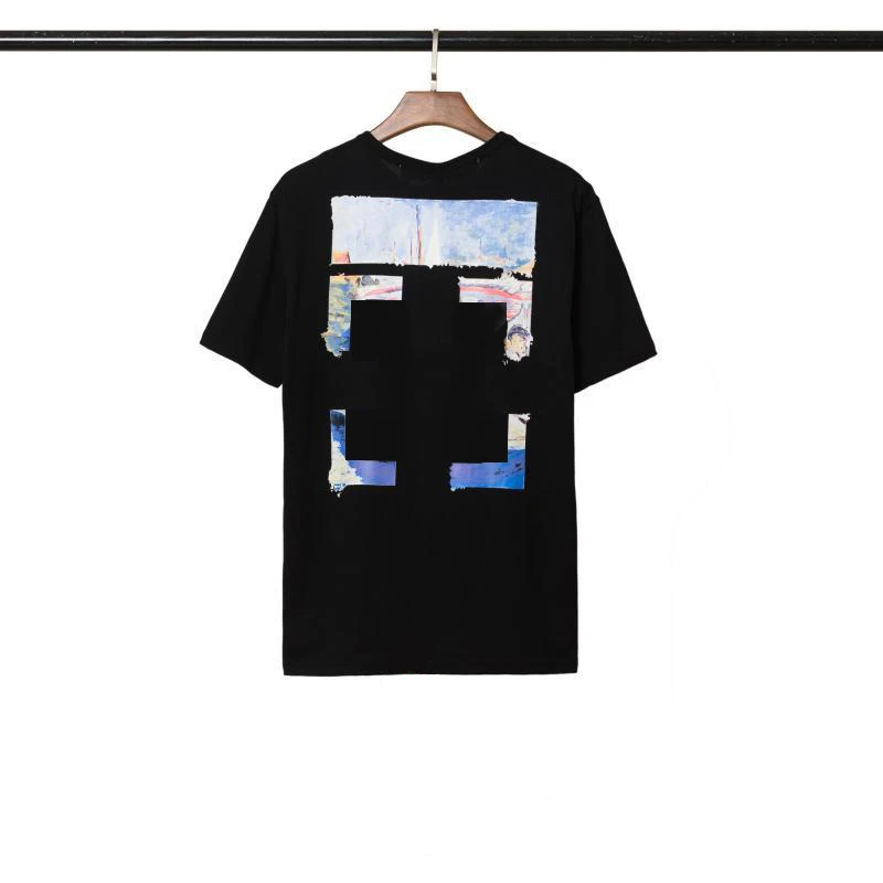 

Off Fashion Cotton Short Sleeves T Shirt Mens Top Tee Painting Print T-shirt Casual Tee Tops Back Printing Shirt