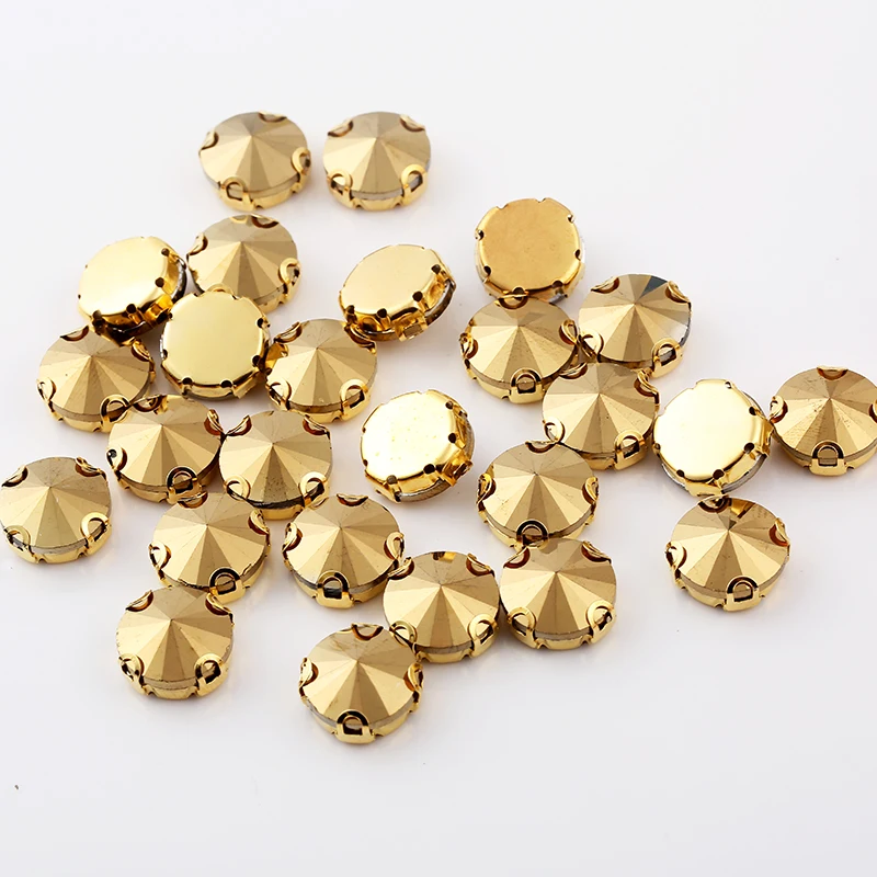 Распродажа по 20 штук круглые золотистые стразы Rivoli с кристаллом в форме аурума со
