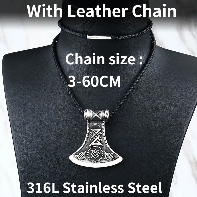 Leather rope style Байер 316L из нержавеющей стали амулет кулон ожерелье подвеска в виде топора в стиле легендарных викингов кулон с рунами vikingnorth ювелирные изделия-талисманы - Окраска металла: Leather rope style