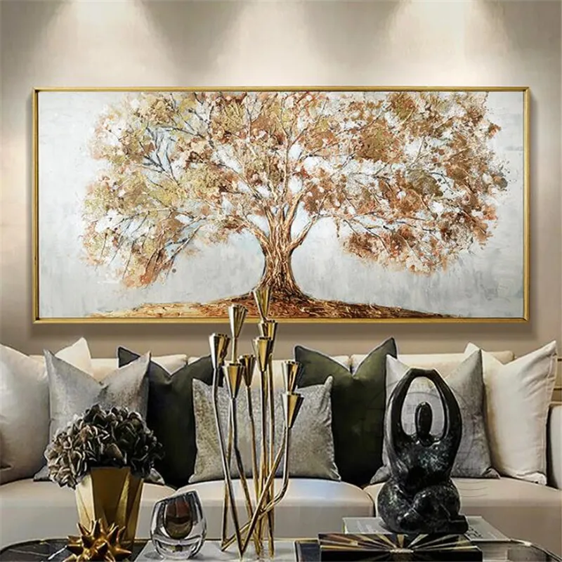 Ручная роспись ножа Золотая елка картина маслом на холсте большая палитра 3D