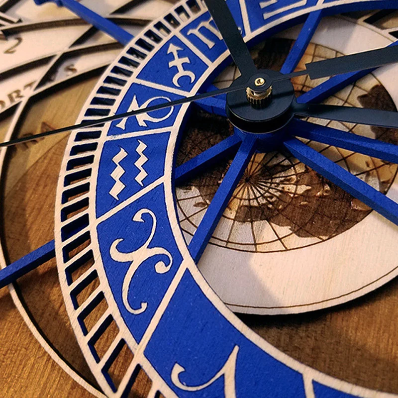 Деревянные настенные часы кварцевые астрономическое искусство 12 созвездий