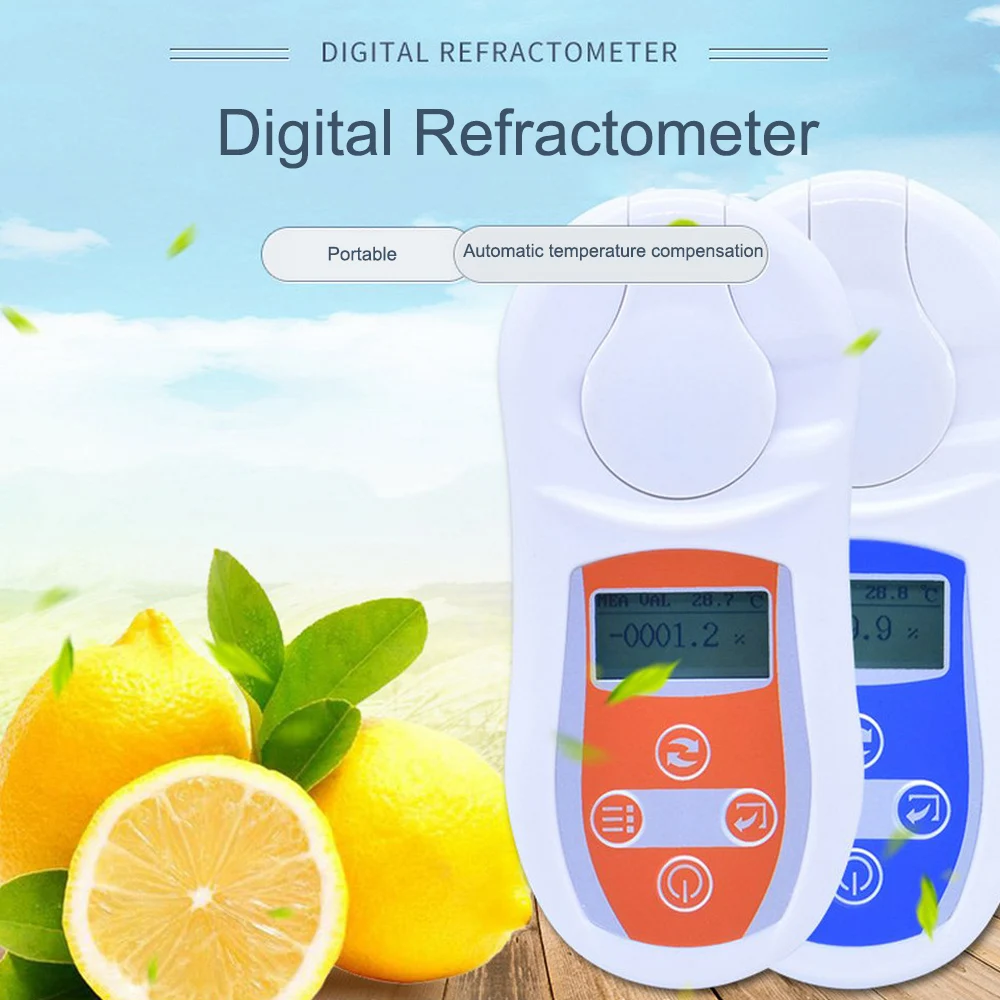 

Digital Brix Refractometer LED Sugar Meter Handheld Food Sugar Tester Juice Honey Concentration Measuring Instrument Detector