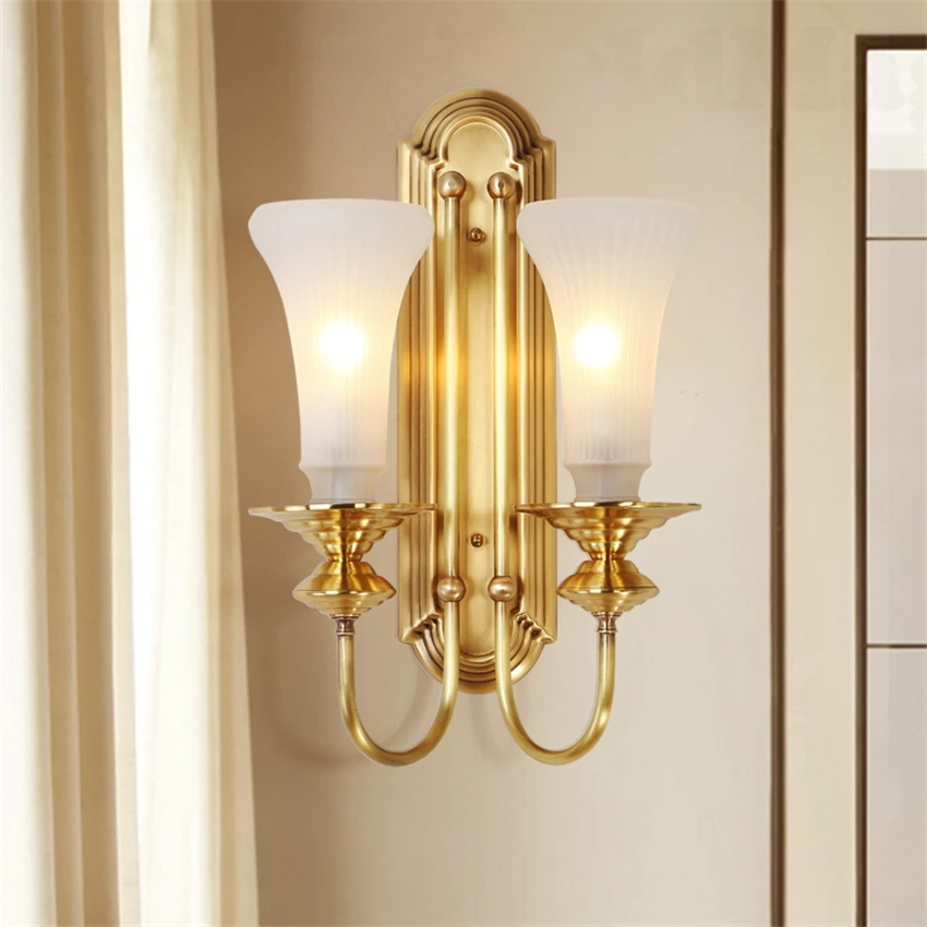 Фото Американские роскошные медные Настенные светильники современные украшения для
