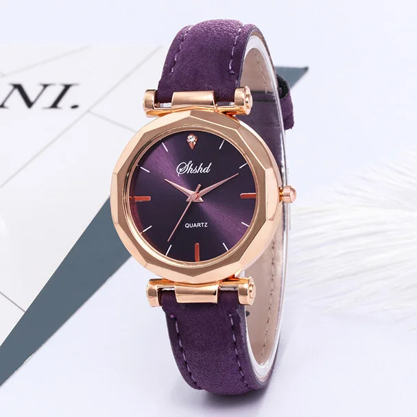 Purple Хит, новые модные часы для женщин и мужчин, часы для влюбленных, кожаные кварцевые наручные часы, женские и мужские часы, Relogios Feminino, Прямая поставка - Цвет: Purple