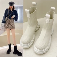 winter couple socks booties woman 2021 thick soled warm casual large size net red shoes fashion party knitted female short boots