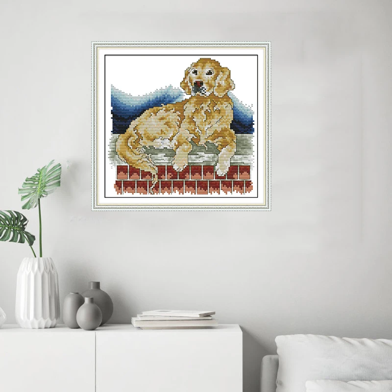 Joy Sunday Новое поступление Набор для вышивки крестиком золотистого ретривера DMC 11