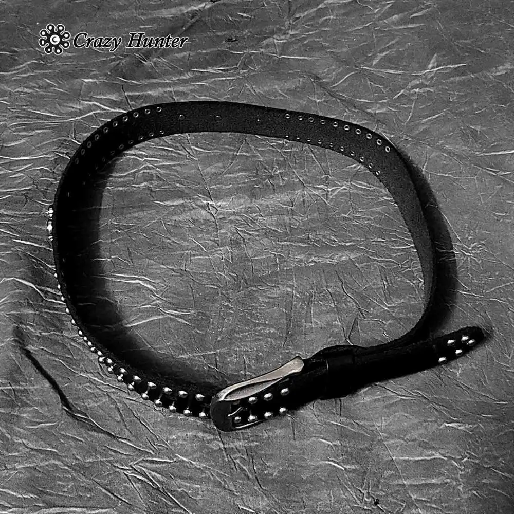 Мужской поясной ремень из натуральной коровьей кожи Байкерский Панк Рокер череп