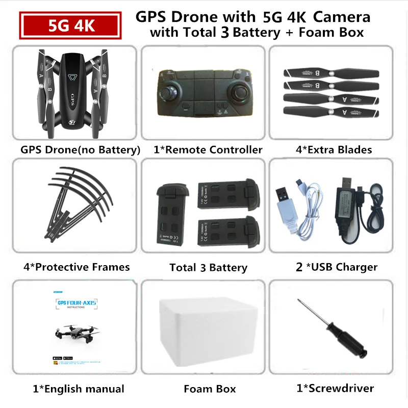4K 5G Foam Box 3 S167 RC Дрон с GPS 4K Квадрокоптер с 4 K/1080 P 5G WiFi FPV HD широкоугольная камера складной Квадрокоптер Дрон VS E58 SG906 F11 XS812 - Цвет: 4K 5G Foam Box 3