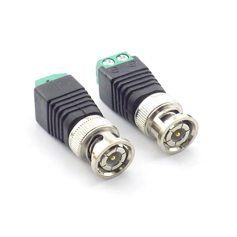 

2Pcs BNC Male Connector Coax CAT5 Plug DC Adapter Balun Connector for CCTV Camera Security System Surveillance Accessories