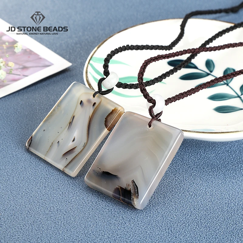 Натуральный Океанский халцедон агат нефрит подвеска прямоугольной формы