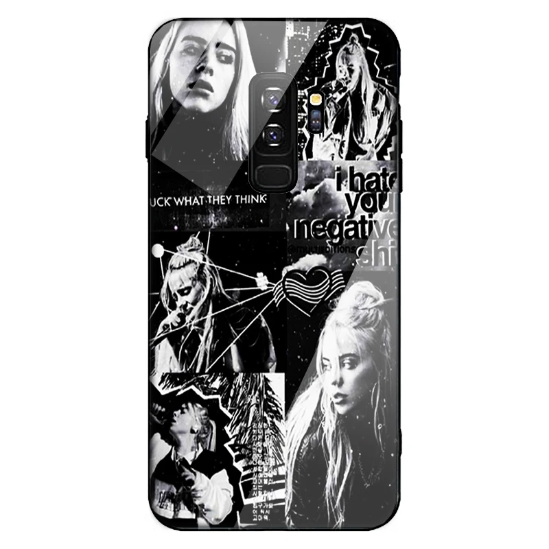 Чехол из закаленного стекла для samsung Galaxy note 8 9 Billie Eilish чехол с принтом S10 S9 S8 Plus