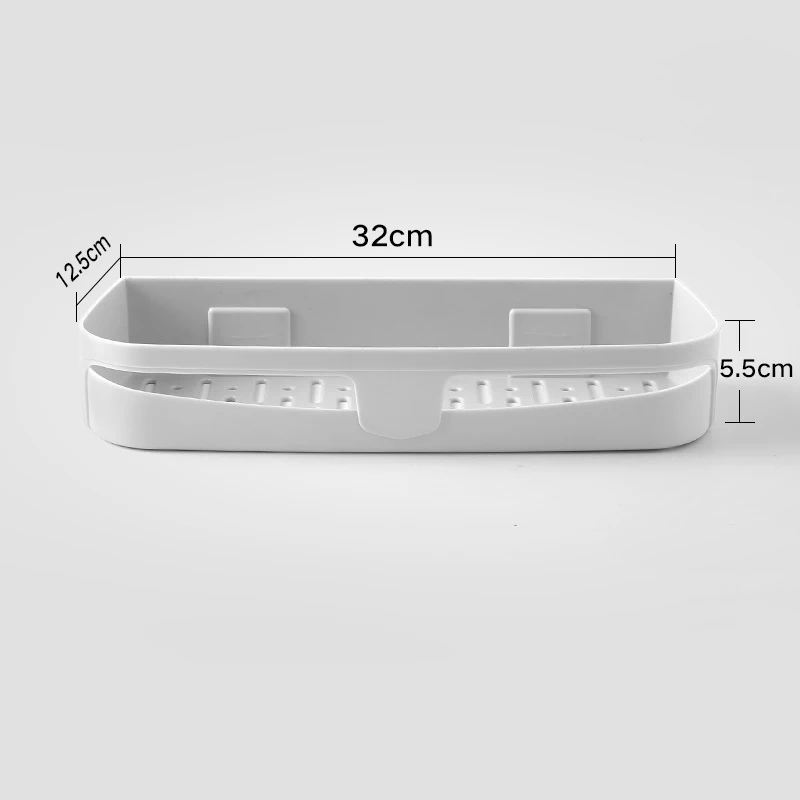 rectangle BAISPO Bathroom Seamless Corner Frame Free Punching Plastic Storage Rack Kitchen Bathroom Universal Storage Box Quickly Drain - Цвет: rectangle