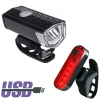 bike lights rechargeable 300 lumens bicycle led lights front headlight rear taillight bicycle flashlight warning lights