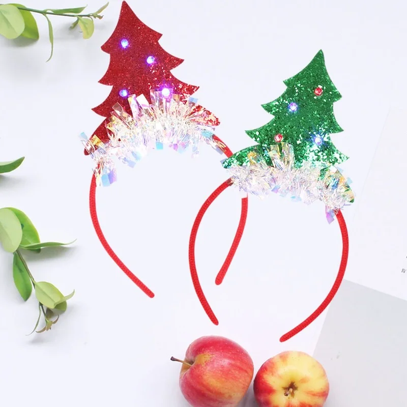 

20pcs Women Girl LED Light Up Glow Christmas Hair Hoop Headband Party Performance Dress Colored Lights Tree Decor