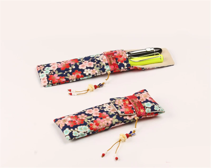 Blue Japanese Style Cherry Blossoms Pattern Handmade Pen Bags Storage Cover Case Pouch Unisex New Year Gifts 1pcs |