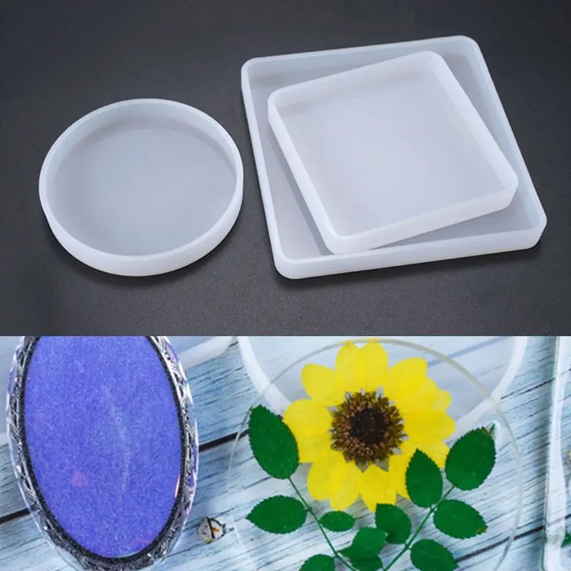 

3 Pcs Crystal Epoxy Mold DIY Handmade Mirror Square Round Highlight Silicone Mould Dropshipping
