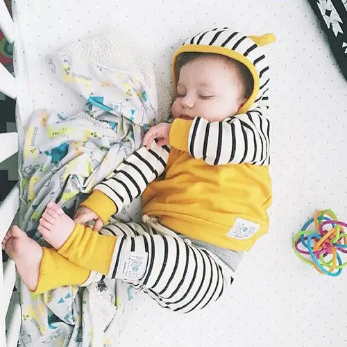 Newborn Baby Boys Girls Romper Hooded Sweatshirt Pants Striped Long Sleeve hoodie Infant kids Fall clothes