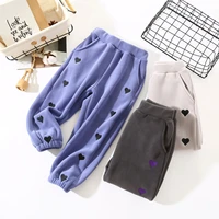 kids warm thick polar fleece pants for girls autumn winter children casual trousers loose active sport fashion 4 6 8 10 12 years