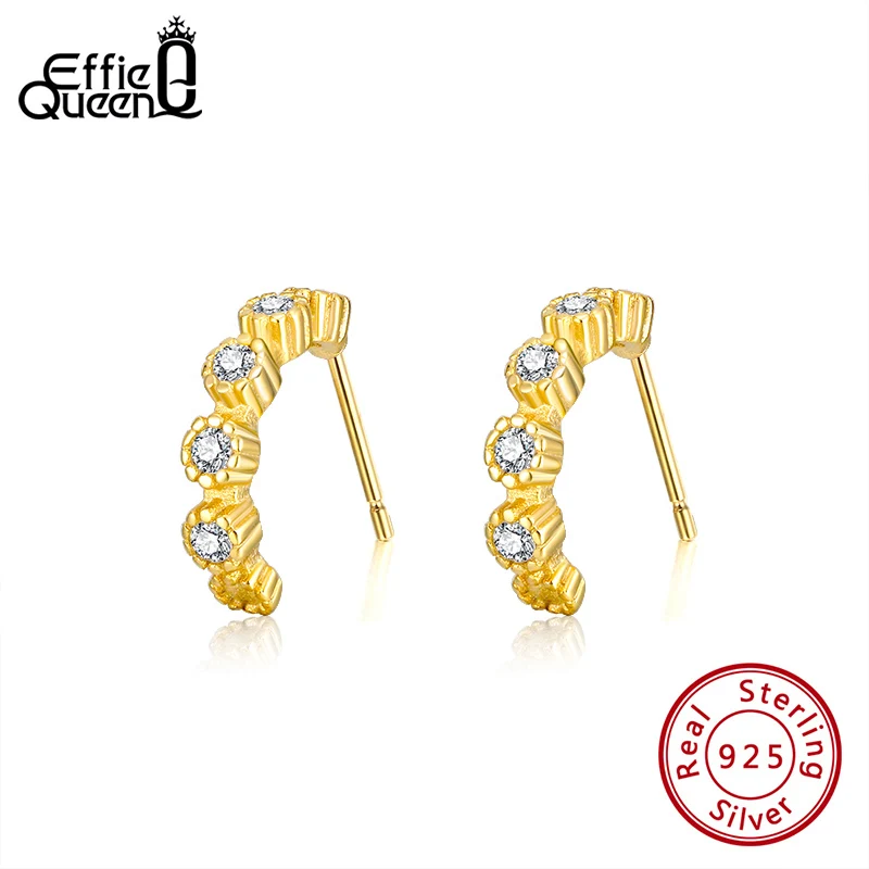 Effie queen серьги из серебра 925 для женщин AAAA кубический циркон буква C Серьги
