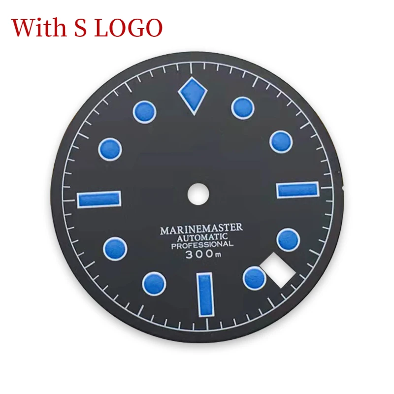 

28.5mm NH35A Watch Dial Black Modified Luminous Dial for NH35A Watch Movement Single Dual Calendar Watch Dial with S LOGO
