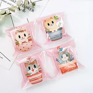 50pcs/lot Cute Cartoon Flower Pot Kitten 4In1 Cellophane Poly Bag Cute Cat Peanut Candy Wrap Packagi in USA (United States)