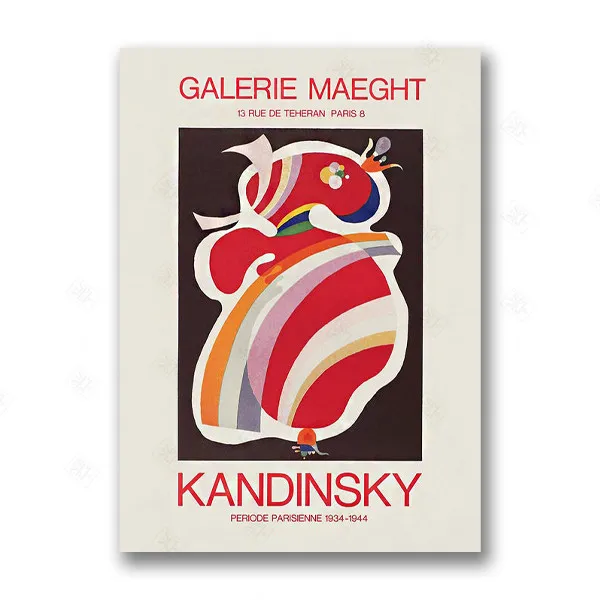 

Wassily Kandinsky Artwork Canvas Print Exhibition Poster Mid Century Modern Abstract Painting Picture Living Room Wall Art Decor