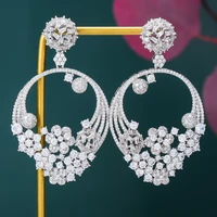 missvikki luxury round flowers pendant earrings for women wedding party cz dubai bridal earrings fashion new trendy jewelry boho