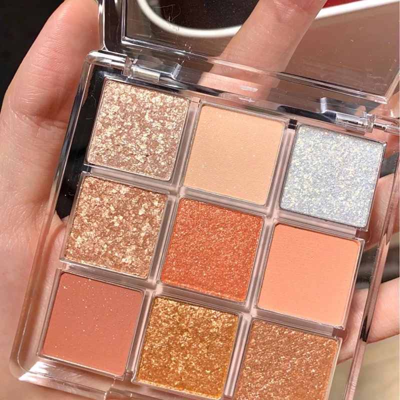 

9 Color Pressed Matte Glitter Eyeshadow Palette Waterproof Long-lasting Eyeshadow Pigment Diamond Shimmer Nude Shiny Makeup