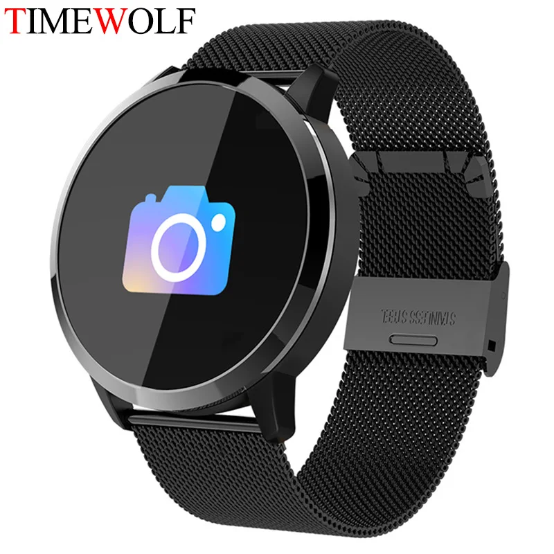 Black Black Steel Смарт-часы Timewolf Q8 OLED цветной экран фитнес-трекер монитор сердечного ритма Bluetooth IP68 Водонепроницаемые умные часы Q8 - Цвет: Black Black Steel