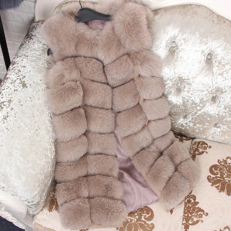 5 OFTBUY новая весенняя зимняя куртка женская длинная жилетка из натурального Лисьего меха без рукавов пальто с v-образным вырезом Толстая теплая уличная Верхняя одежда Повседневная - Цвет: 5
