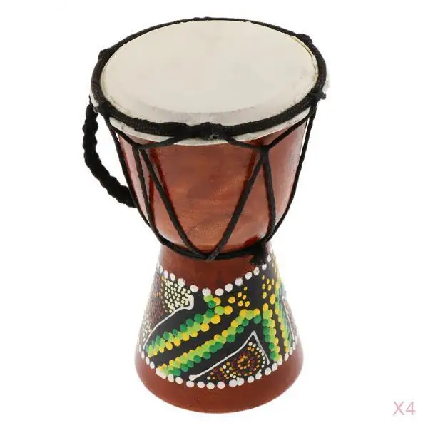 

4pcs/set Professional African Djembe Drum Bongo Wooden Musical Instrumen