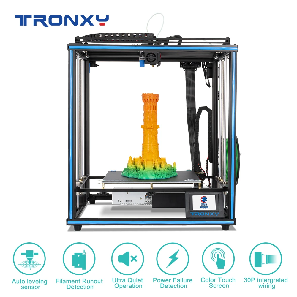 

3D-принтер Tronxy X5SA 24 В, бесшумный, с автоматическим выравниванием, размеры 330 мм * 330 мм * 400 мм